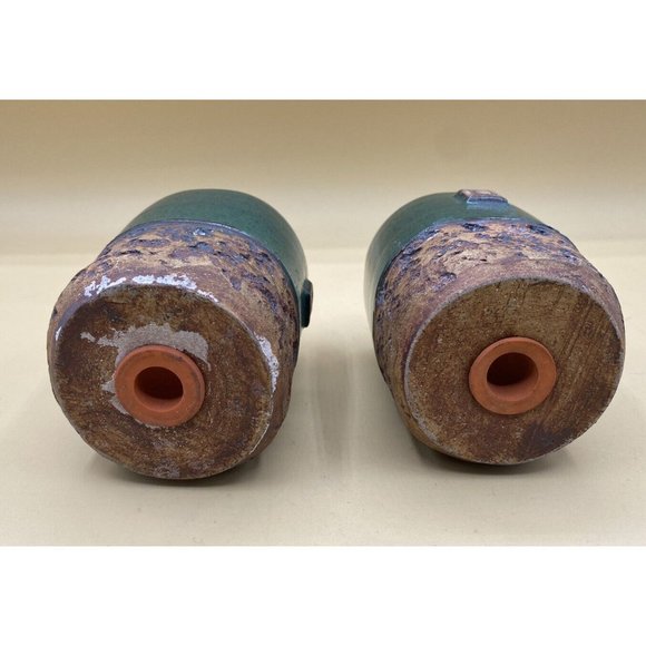 Ann Marie Emond Pottery Range Style Salt & Pepper Green Brown Acorn Design - Picture 11 of 11